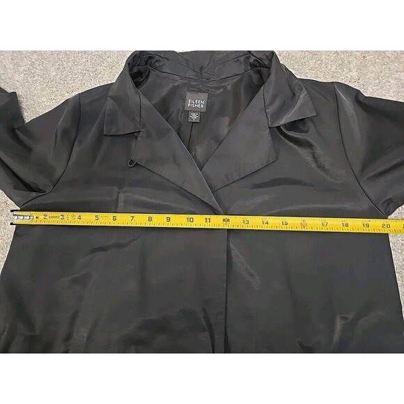 Eileen Fisher Trench Coat Windbreaker Raincoat Belted Pockets Black Women’s Sz S - Picture 9 of 11